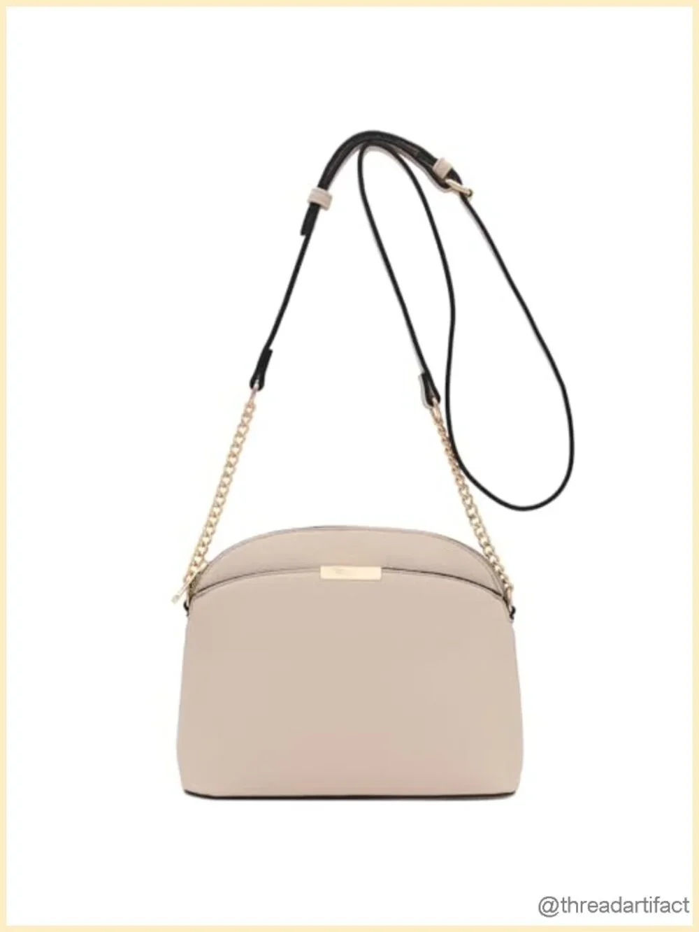 Faux Leather Small Dome Crossbody Bag with Chain Strap